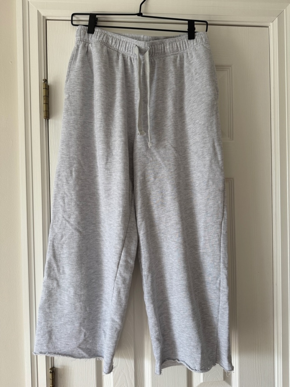 Light Gray Cropped and Frayed Sweatpants